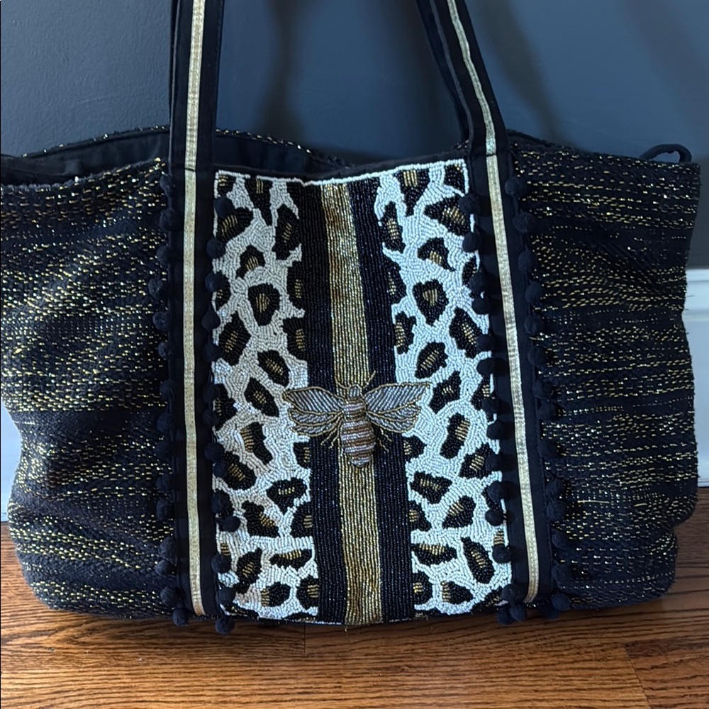 America & Bee Black and Gold Bee Tote Bag